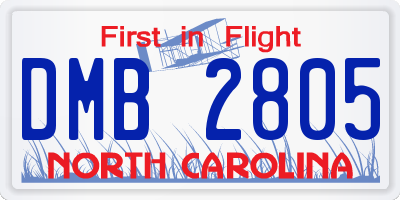 NC license plate DMB2805