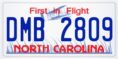 NC license plate DMB2809