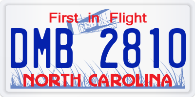 NC license plate DMB2810