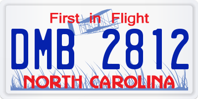 NC license plate DMB2812