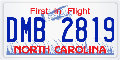 NC license plate DMB2819