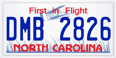 NC license plate DMB2826