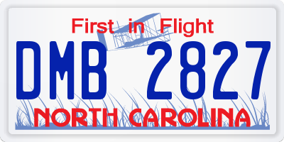 NC license plate DMB2827