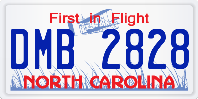 NC license plate DMB2828