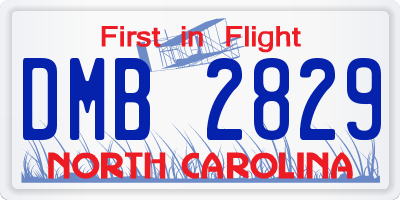 NC license plate DMB2829