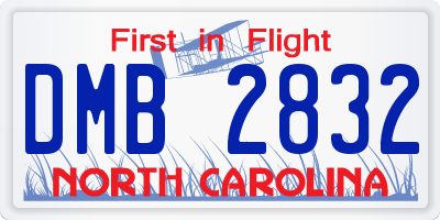 NC license plate DMB2832