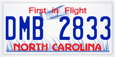 NC license plate DMB2833