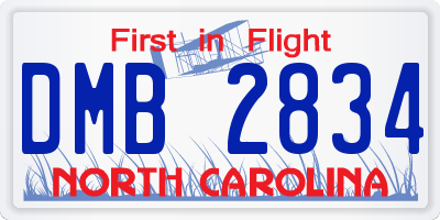 NC license plate DMB2834