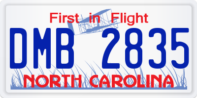 NC license plate DMB2835