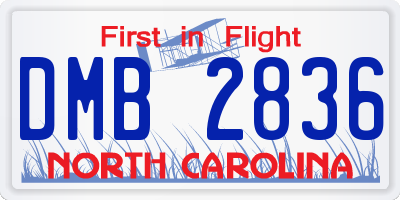 NC license plate DMB2836