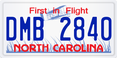 NC license plate DMB2840