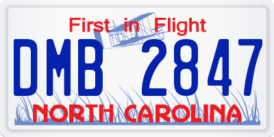 NC license plate DMB2847