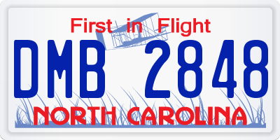 NC license plate DMB2848