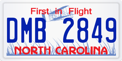 NC license plate DMB2849