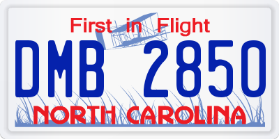 NC license plate DMB2850