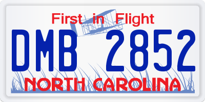 NC license plate DMB2852