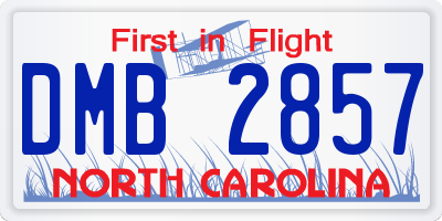 NC license plate DMB2857