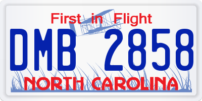 NC license plate DMB2858