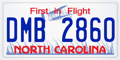 NC license plate DMB2860