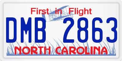 NC license plate DMB2863