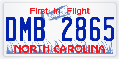NC license plate DMB2865