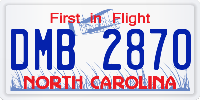 NC license plate DMB2870