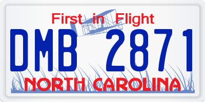 NC license plate DMB2871