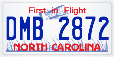 NC license plate DMB2872