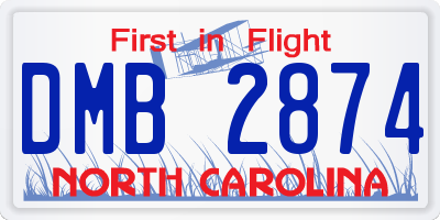 NC license plate DMB2874