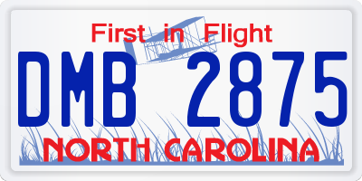 NC license plate DMB2875
