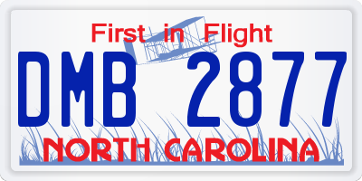 NC license plate DMB2877