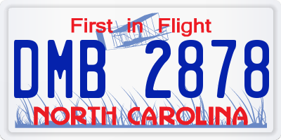 NC license plate DMB2878