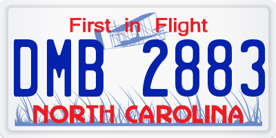 NC license plate DMB2883