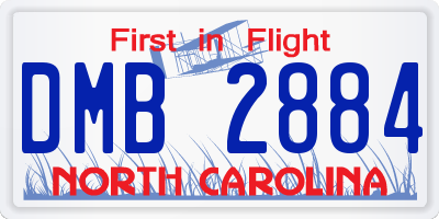 NC license plate DMB2884