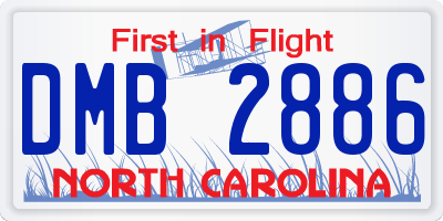 NC license plate DMB2886