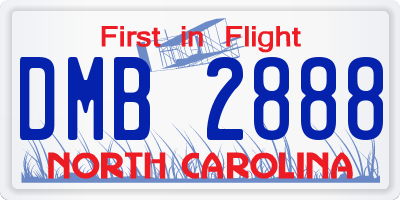 NC license plate DMB2888