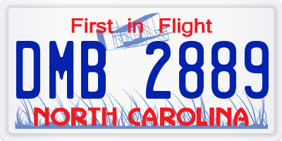 NC license plate DMB2889