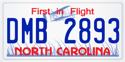 NC license plate DMB2893