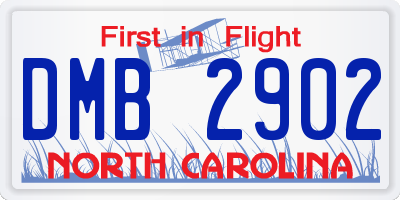 NC license plate DMB2902