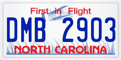 NC license plate DMB2903