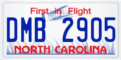 NC license plate DMB2905