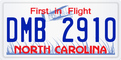 NC license plate DMB2910
