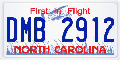 NC license plate DMB2912