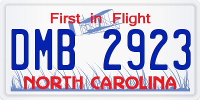 NC license plate DMB2923