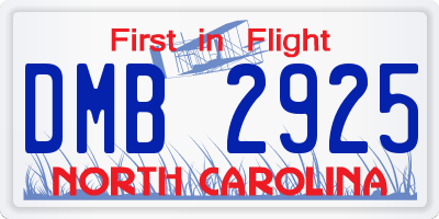 NC license plate DMB2925