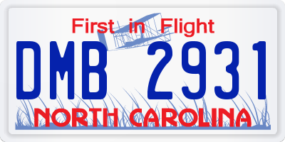 NC license plate DMB2931
