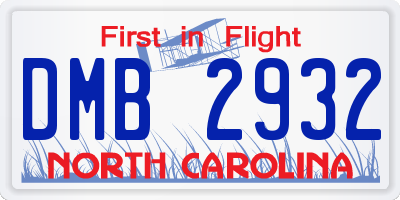 NC license plate DMB2932