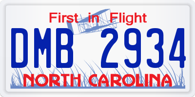 NC license plate DMB2934