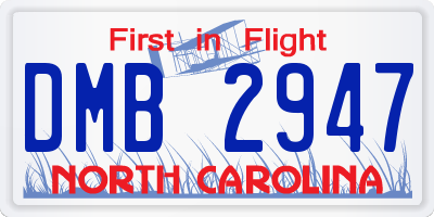 NC license plate DMB2947