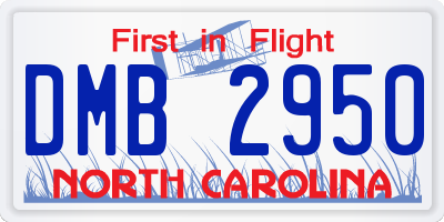 NC license plate DMB2950